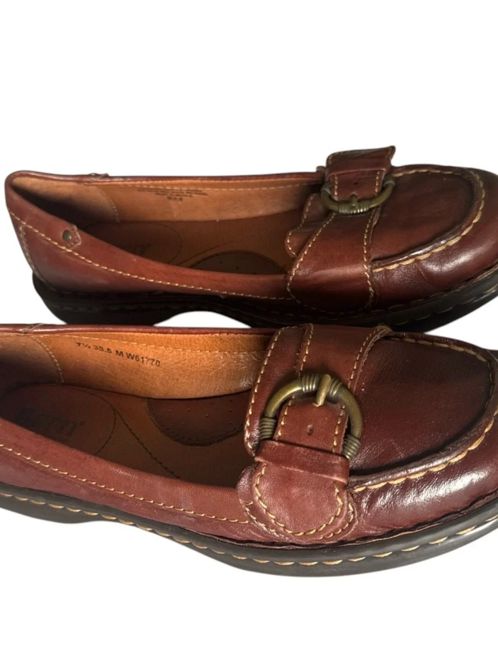 7.5 - Vintage Born Mindy Handcrafted Leather Buckle Accent Loafers Slip On Shoe